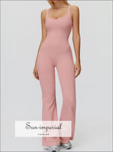 Women’s Cross-back Wide Leg Yoga Jumpsuit – One-piece Fitness Tracksuit cross back jumpsuit women, fitness tracksuit flared leg yoga suit,