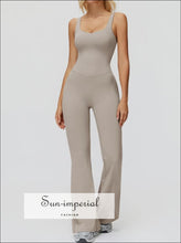 Women’s Cross-back Wide Leg Yoga Jumpsuit – One-piece Fitness Tracksuit cross back jumpsuit women, fitness tracksuit flared leg yoga suit,