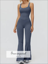 Women’s Cross-back Wide Leg Yoga Jumpsuit – One-piece Fitness Tracksuit cross back jumpsuit women, fitness tracksuit flared leg yoga suit,