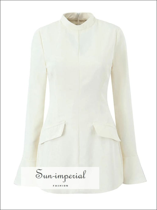 Women’s High Collar Long Flair Sleeve Mini Dress Sun - Imperial United States