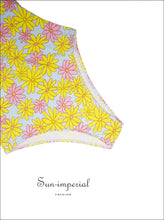 Women’s Long Sleeve Daisy Print Swimsuit – One-piece Surf Style with Open Back beach swim suit women, daisy print swimwear, long sleeve