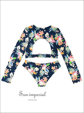 Women’s Long Sleeve Two-piece Surf Swimsuit – Tankini Rashguard Set active swimwear women, beach bathing suit long sleeve polyester spandex