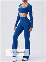 Women’s Long Sleeve Yoga Set – Crop Top & Leggings Workout Outfit athletic wear women, crop top leggings outfit, fitness two piece set, gym