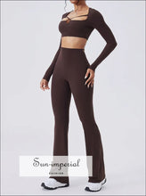 Women’s Long Sleeve Yoga Set – Crop Top & Leggings Workout Outfit athletic wear women, crop top leggings outfit, fitness two piece set, gym