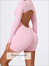 Women’s One-piece Gym Yoga Overalls – Backless Fitness Shorts Jumpsuit activewear romper women, backless workout romper, fitness wear gym