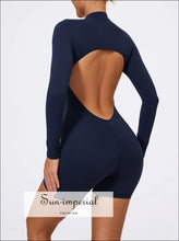 Women’s One-piece Gym Yoga Overalls – Backless Fitness Shorts Jumpsuit activewear romper women, backless workout romper, fitness wear gym