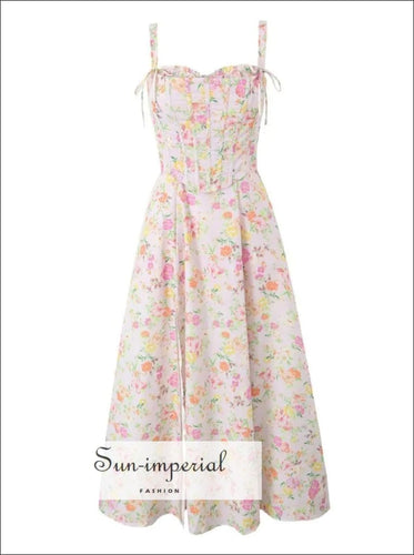 Women’s Pink Floral Tube Midi Dress With Cami Top Set Sun-Imperial United States
