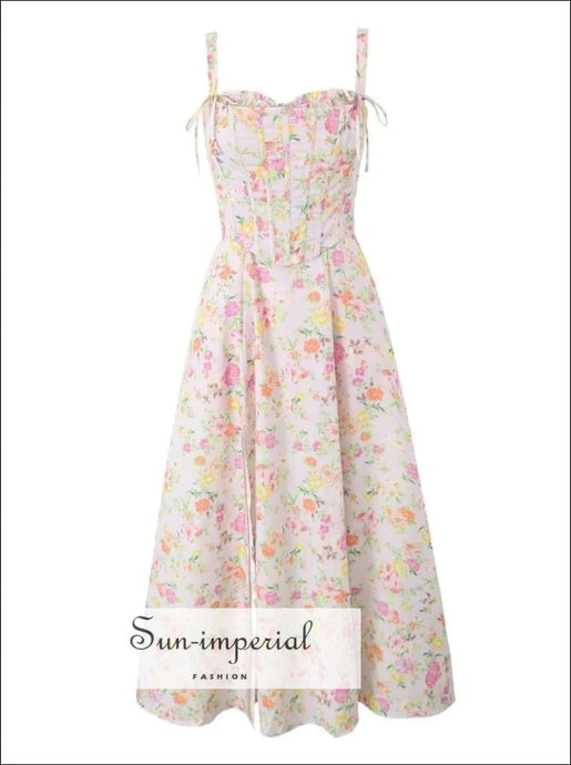 Women’s Pink Floral Tube Midi Dress With Cami Top Set Sun-Imperial United States