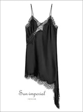 Women’s Satin Sling Dress – Hollow out Lace Backless Side Slit & Asymmetric Hem 3 Colors 2025 Fashion, Hem, Dress, Sun-Imperial United