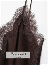 Women’s Satin Sling Dress – Hollow out Lace Backless Side Slit & Asymmetric Hem 3 Colors 2025 Fashion, Hem, Dress, Sun-Imperial United