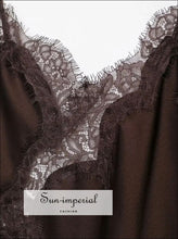 Women’s Satin Sling Dress – Hollow out Lace Backless Side Slit & Asymmetric Hem 3 Colors 2025 Fashion, Hem, Dress, Sun-Imperial United