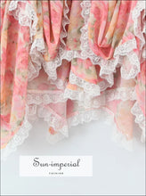 Women’s Sling Mini Dress – Pink Orange Gradient Floral 3d Lace & Cascade Ruffles 3D Dress, floral dress, mini party Sun-Imperial United