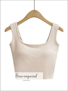 Women Square Neck Crop Tank Top With Cross Back Sun-Imperial United States