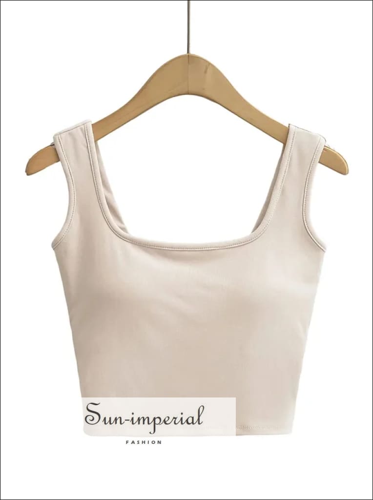 Women Square Neck Crop Tank Top With Cross Back Sun-Imperial United States