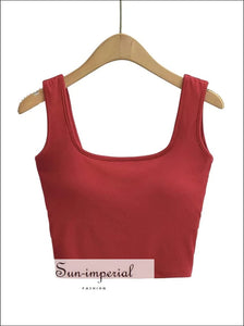 Women Square Neck Crop Tank Top With Cross Back Sun-Imperial United States