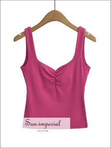 Women Square Neck Tank Top With Ruched Detail Sun-Imperial United States