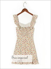 Women’s Floral Square Neckline Mini Dress With Ruffle Detail Sun-Imperial United States