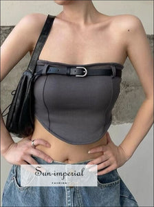 Women Padded Tube Cropped Top With Buckle Detail Sun-Imperial United States