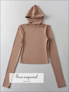 Women’s Long Sleeve Hooded From Fitting Top With Thumbhole Detail Sun-Imperial United States