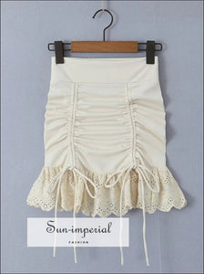 Women’s Lace Ruched Mini Skirt With Drawstring Detail Sun-Imperial United States