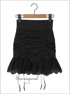 Women’s Lace Ruched Mini Skirt With Drawstring Detail Sun-Imperial United States