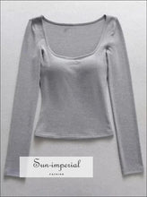 Women’s Long Sleeve Square Neck Top With Padded Bust Detail Sun-Imperial United States