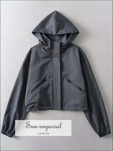 Women’s Waterproof Hooded Jacket With Drawstring Detail Sun-Imperial United States