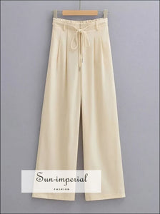Women’s Wide Leg Tailored Pants With Drawstring Detail Sun-Imperial United States