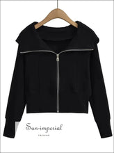 Women’s Zipped Cropped Hoodie With Oversized Collar Detail Sun-Imperial United States