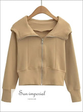 Women’s Zipped Cropped Hoodie With Oversized Collar Detail Sun-Imperial United States