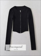 Women’s Ribbed Knitted Cardigan With Zipper Sun-Imperial United States