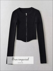 Women’s Ribbed Knitted Cardigan With Zipper Sun-Imperial United States