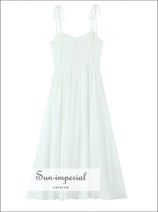 Women’s A-line Midi Dress with Center Bow Detail A-Line With Sun-Imperial United States