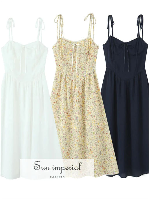 Women’s A-line Midi Dress with Center Bow Detail A-Line With Sun-Imperial United States