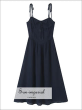 Women’s A-line Midi Dress with Center Bow Detail A-Line With Sun-Imperial United States