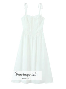 Women’s A-line Midi Dress with Center Bow Detail A-Line With Sun-Imperial United States