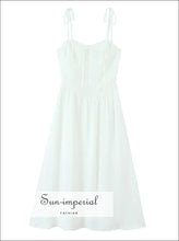Women’s A-line Midi Dress with Center Bow Detail A-Line With Sun-Imperial United States