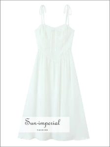 Women’s A-line Midi Dress with Center Bow Detail A-Line With Sun-Imperial United States