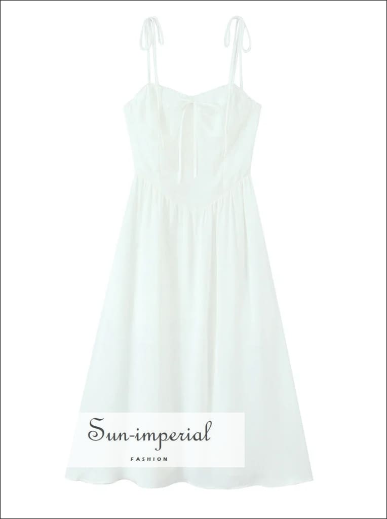 Women’s A-line Midi Dress with Center Bow Detail A-Line With Sun-Imperial United States