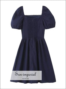 Sun-imperial - women's a-line navy square neck short puff sleeve mini dress Sun-Imperial Sun-imperial - women's a-line navy square neck short puff sleeve mini dress Sun-Imperial