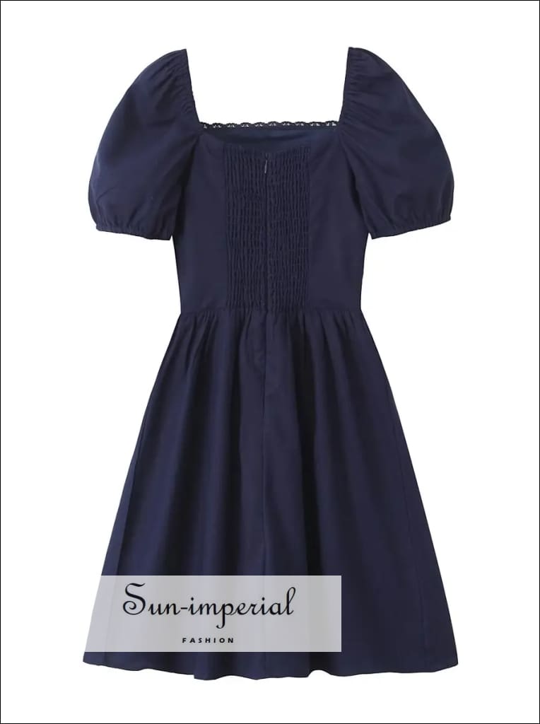 princess polly baby blue dress Long Sleeve Square Neck A Line Mini Dress In Black | EGO CA main image 0