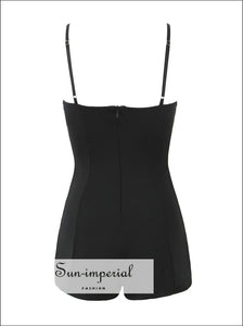 Women’s Black Bodycon Sweetheart Neckline Short Romper Sun-Imperial United States