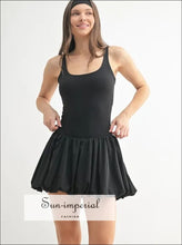 Women’s Black Bubble Active Mini Dress Ship from USA, Sun-Imperial United States