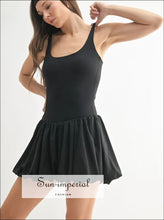 Women’s Black Bubble Active Mini Dress Ship from USA, Sun-Imperial United States