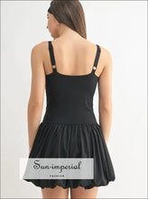 Women’s Black Bubble Active Mini Dress Ship from USA, Sun-Imperial United States