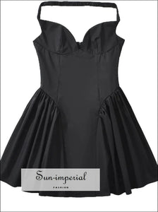Women’s Black v Neck A-line Mini Tube Dress V neck A-Line Sun-Imperial United States