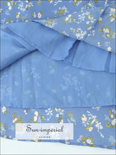 Women’s Blue Floral Short Lantern Sleeve Midi Dress Sun-Imperial United States
