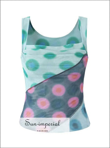 Women’s Color Block Dot Print Mesh Camisole Top Sun-Imperial United States