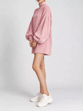 Women's Corduroy Mock-Neck Lantern-Sleeve Mini Dress - product photo 2