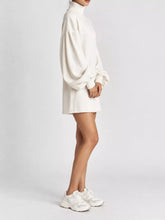 Women's Corduroy Mock-Neck Lantern-Sleeve Mini Dress - product photo 6